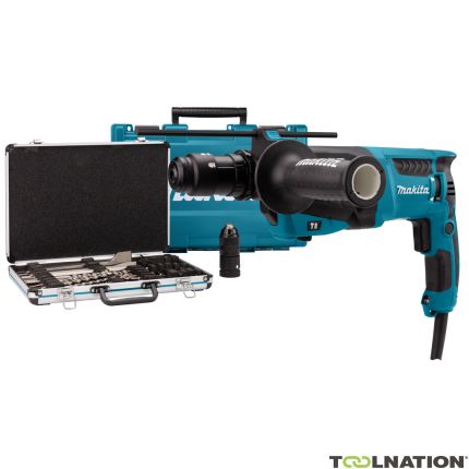 Makita HR2631FT12 Combination hammer with interchangeable head 17-piece drill chisel set - 1