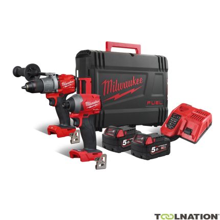 Milwaukee 4933464268 M18 FPP2A2-502X Powerpack 18V 5,0Ah Li-Ion - M18FPD2 Percussion drill + M18FID2 Impact driver in case - 3