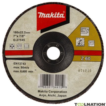 Makita Accessories D-27545 Flap disc 180 mm K60 Per 1 piece - 1