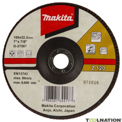 Makita Accessories D-27567 Flap disc 180 mm K120 Per 1 piece - 1