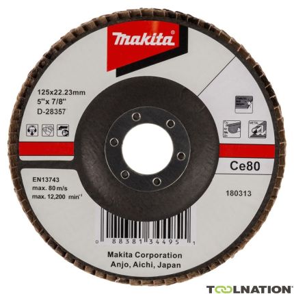 Makita Accessories D-28357 Flap disc 125 mm Ce80 Per 1 piece - 1