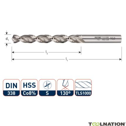 Rotec 112.0870 HSS-E spiral drill bit, DIN338, type TLS1000, Ø8,7 - 1