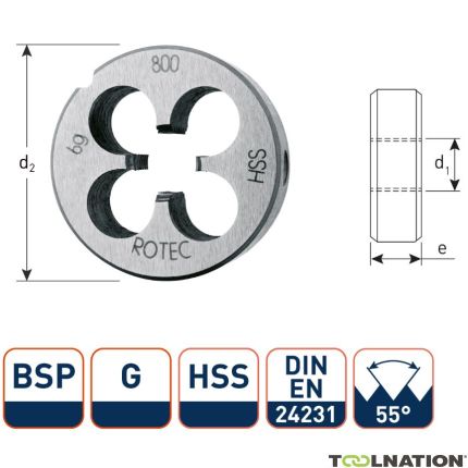 Rotec 365.1000 HSS Round cutter DIN 5158 BSP G 1-11 - 1