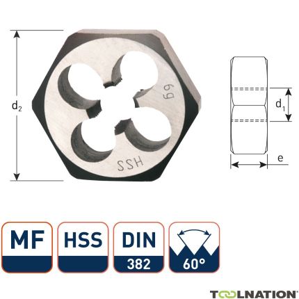 Rotec 371.1615 HSS Hexagonal thread cutting nuts DIN 382 MF16x1,5 - 1