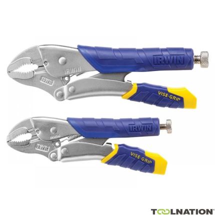 Irwin T214T Locking Pliers set with curved jaws, wire cutter and quick release 7WR 175 mm and 10WR 250 mm - 1
