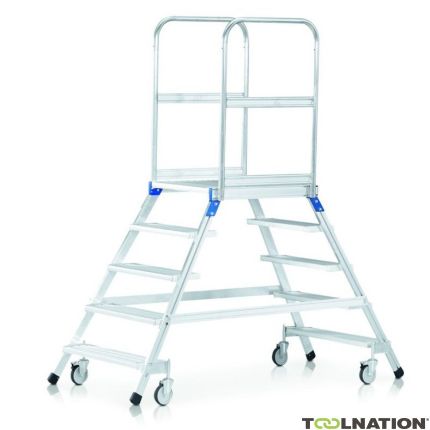 Zarges 41982 Ground floor stepladder, mobile, double sided access, 4 Treads incl. platform - 1