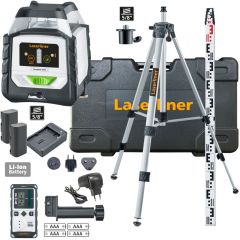 Laserliner 052.555A DuraPlane G360 RX Horizontal 360 degree green line laser with RangeXtender G60 receiver, CrossGrip clamp, tripod 175cm and levelling rod 3m