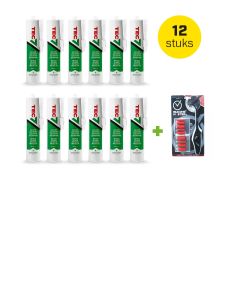 TEC7 535206-12 Caulking tube 310 ml White 12 pieces free Silicone Master kit wiper kit