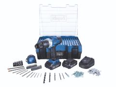 Scheppach 5909222904 DTB-20ProS Cordless drill/driver 20 Volt 2.0 Ah Li-ion + 206-piece accessory set