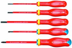 ATD.J5TVEPB Set Of 5 Insulated Screwdrivers With Extra Thin Blade, for slotted screws, PH