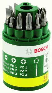 Bosch Groen Accessoires 2607019454 10-delige schroefbitset L = 25 mm PH 1/2/3 PZ 1/2/3 SL 4,5/5,5/8 