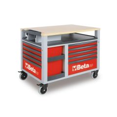 028000303 C28-R SuperTank mobile workbench with worktop and 10 drawers Red