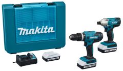 Makita DK18922A01 - HP488D Cordless drill + TD127D Impact wrench 18V 2.0 AH Li-ion