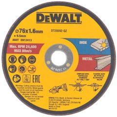 DeWalt Accessories DT20592-QZ Cut-off wheel for stainless steel and metal 76 x 9.5 x 1.6 mm 3 pieces