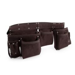 XTR0920001 Tool belt in suede leather 11 pockets
