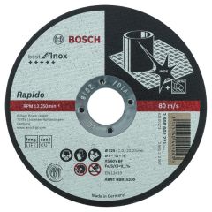Bosch Professional Accessories 2608602221 Cut-off wheel straight Best for Inox - Rapido Long Life AS 60 V BF 41, 125 mm, 22.23 mm, 1.0 mm