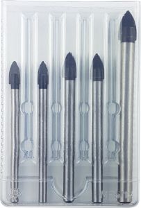 Projahn 59001 Glass, and tile drill bits set 5 pieces 2x 6mm, 2x 8mm, 1x 10mm