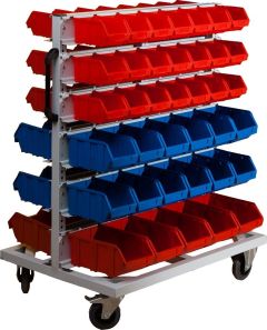 K4083 Mobile racking system with 76 storage bins