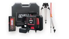 Levelfix 554811 860H Horizontal Red Construction Laser with semi-automatic bevel + Tripod 1.8m + Measuring staff