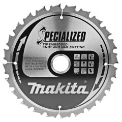 Makita Accessories B-40602 Mitre saw blade for wood (knotty/nailed) Embedded Tip 216x30x2,2 24T 5g