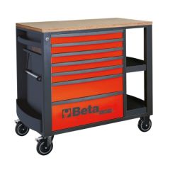 Beta 024004373 Mobile workbench with 7 drawers and shelves, 588x367 mm - red