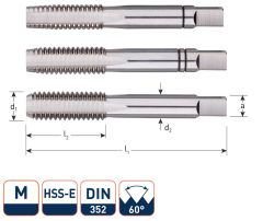 Rotec 301.1200 HSS-E hand tool set 3-lg DIN 352 metric M12x1,75