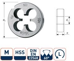 Rotec 360.1200L HSS Round cutter DIN 223 Metric M12x1,75 Left