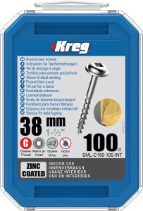 Kreg SML-C150-100-INT Pocket-Hole screws 38 mm Galvanized Maxi-Loc coarse thread 100 pcs.