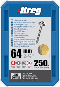 SML-C250-250-INT Pocket-Hole screws 64 mm Zinc plated Maxi-Loc coarse thread 250 pcs