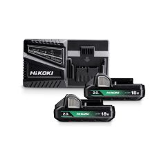 HiKOKI Accessories UC18YFSLWFZ Powerpack 2 x Battery 18V 2.0Ah Li-ion and UC18YFSL quick charger