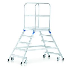 Zarges 41982 Ground floor stepladder, mobile, double sided access, 4 Treads incl. platform