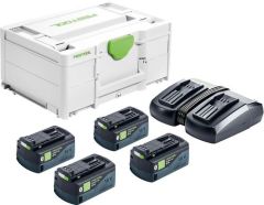 Festool Accessories 577709 Power set SYS 18V 4x5.0/TCL6 DUO- 4 x battery pack and duo charger in systainer