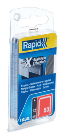 Rapid 40109510 No. 53 thin-wire staples stainless steel 8 mm  1,080 pieces