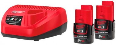 Milwaukee Accessories 4933451902 M12 NRG-302 M12™ NRG pack - 2 x battery 12V 3.0Ah + C12C charger
