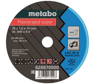 Metabo Accessories 626870000 Cut-off wheel Flexiarapid Super Inox 76 x 1,0 x 10 mm 5 pieces