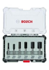 Bosch Professional Accessories 2607017466 6-piece straight router set with 8 mm shank