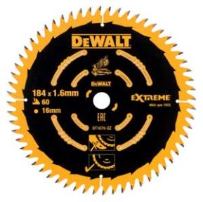 DeWalt Accessories DT1670-QZ DT1670 HM circular saw blade 184 x 16 x 60T for wood/MDF
