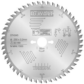 DeWalt Accessories DT4345-QZ CZB Circular saw blade, 250 x 30 x 50T, HZ, Trespa