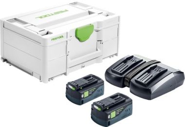 Festool Accessories 577707 Energy set SYS 18V 2x5.0/TCL6 DUO- 2 x battery pack and duo charger in systainer