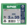 SPAX 1081010350353 Universal screw, 3.5 x 35 mm, 200 pieces, Solid thread, Countersunk head, Phillips Z2, 4CUT, WIROX - 1