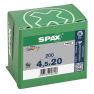 SPAX 1081010450203 Universal screw, 4.5 x 20 mm, 200 pieces, Solid thread, Countersunk head, Phillips Z2, 4CUT, WIROX - 3