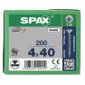 SPAX 1191010400403 Universal screw, 4 x 40 mm, 200 pieces, Solid thread, Countersunk head, T-STAR plus T20, 4CUT, WIROX - 1