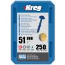 Kreg SML-C2B-250-INT Pocket-hole screws 51 mm Blue-Kote Maxi-Loc coarse thread 250 pcs - 1