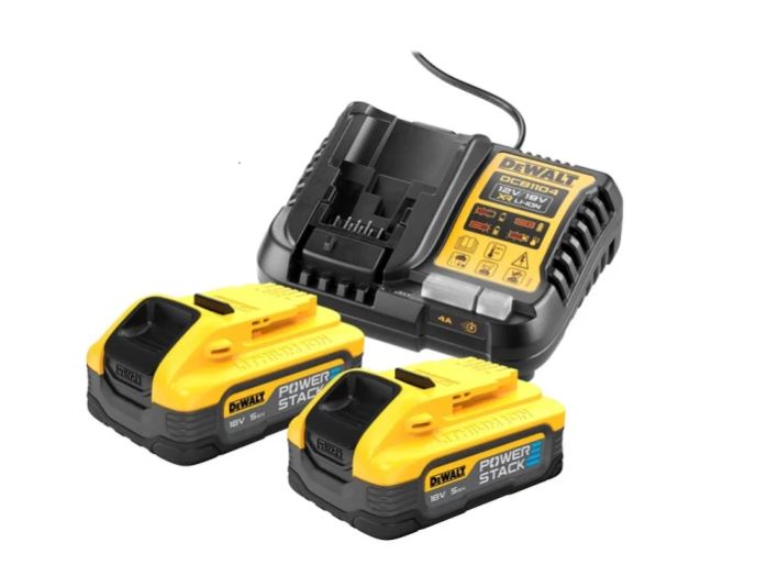 DeWalt Accessories DCB1104H2-QW PowerStack Starter Kit - 2 x 18V XR 5.0Ah POWERSTACK battery + DCB1104 charger