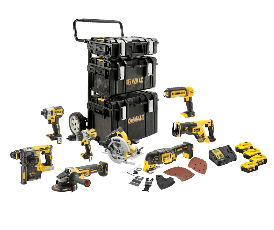 DeWalt DCK853P4-QW DCK853P4 8-piece Combopack XR 18 Volt 5.0 Ah Li-Ion incl. 4 batteries