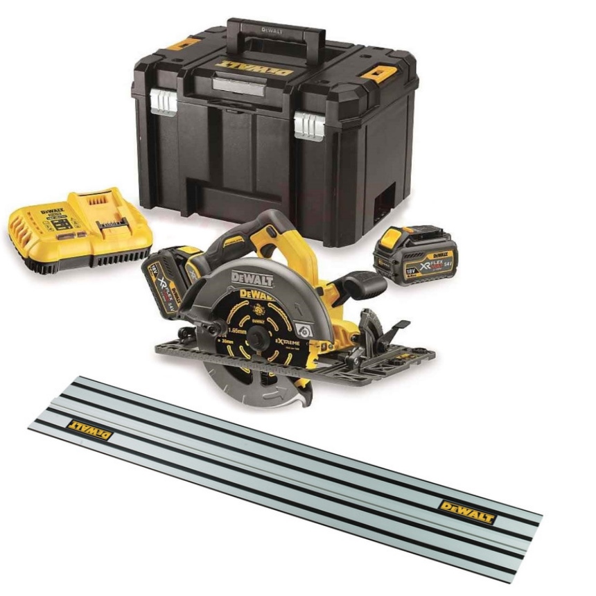 DeWALT DCS579X2-QW-DWS5022-XJ DCS579X2-QW XR FlexVolt 54 Volt 9.0Ah Li-Ion Circular saw 190mm + guide rail 1500mm