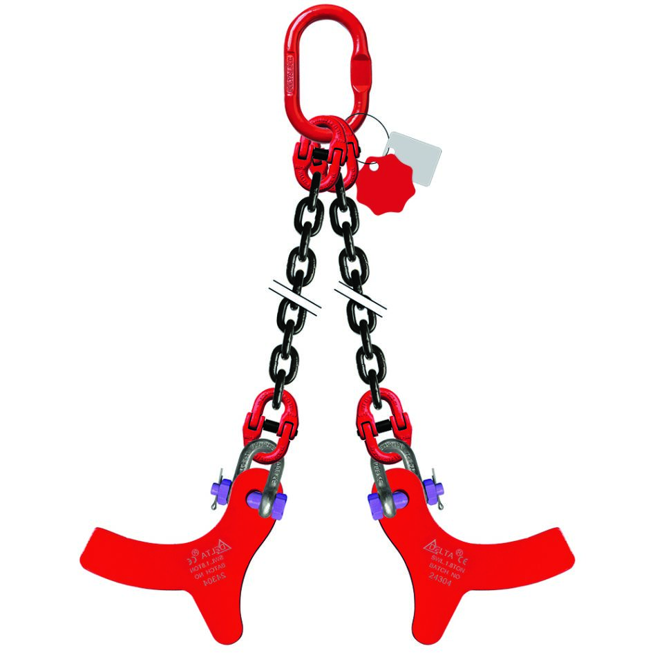 DELTALOCK YE.8.2SSTC.08.008 Grade 80 2-span 8 mm x 0.8 meters Compound slab hook WLL based on 0 45°