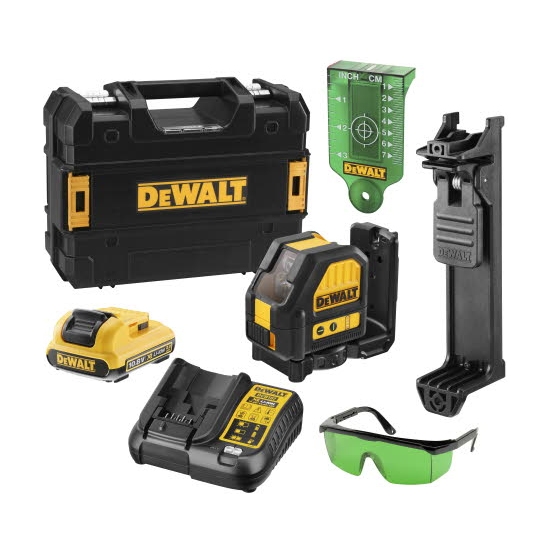 DeWALT DCE088D1G-QW Self-levelling Cross Line Laser Green Beam 10.8V 2.0Ah XR Li-Ion