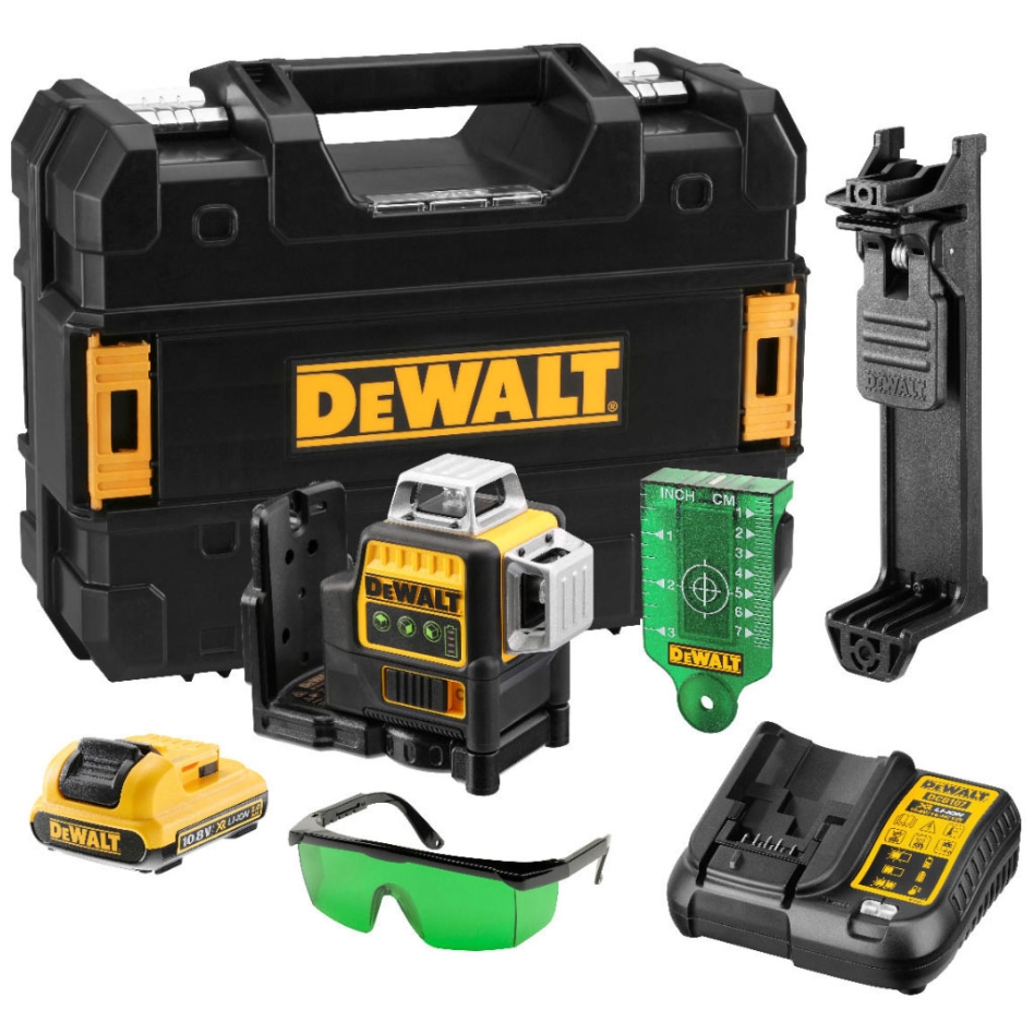 DeWALT DCE089D1G-QW Self-levelling Cross Line Laser Green Beam 10.8V 2.0Ah XR Li-Ion