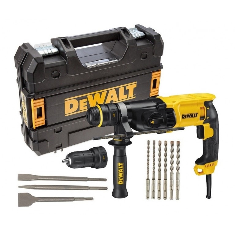 DeWALT D25134KP-QS SDS-Plus Combination hammer, 800W, 26mm with quick-change chuck    drill chisel set